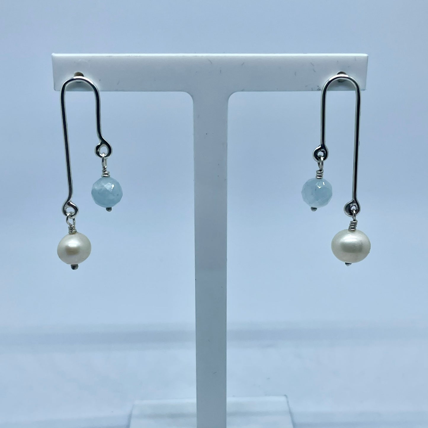 Aquamarine and Freshwater Pearl Earrings image 5