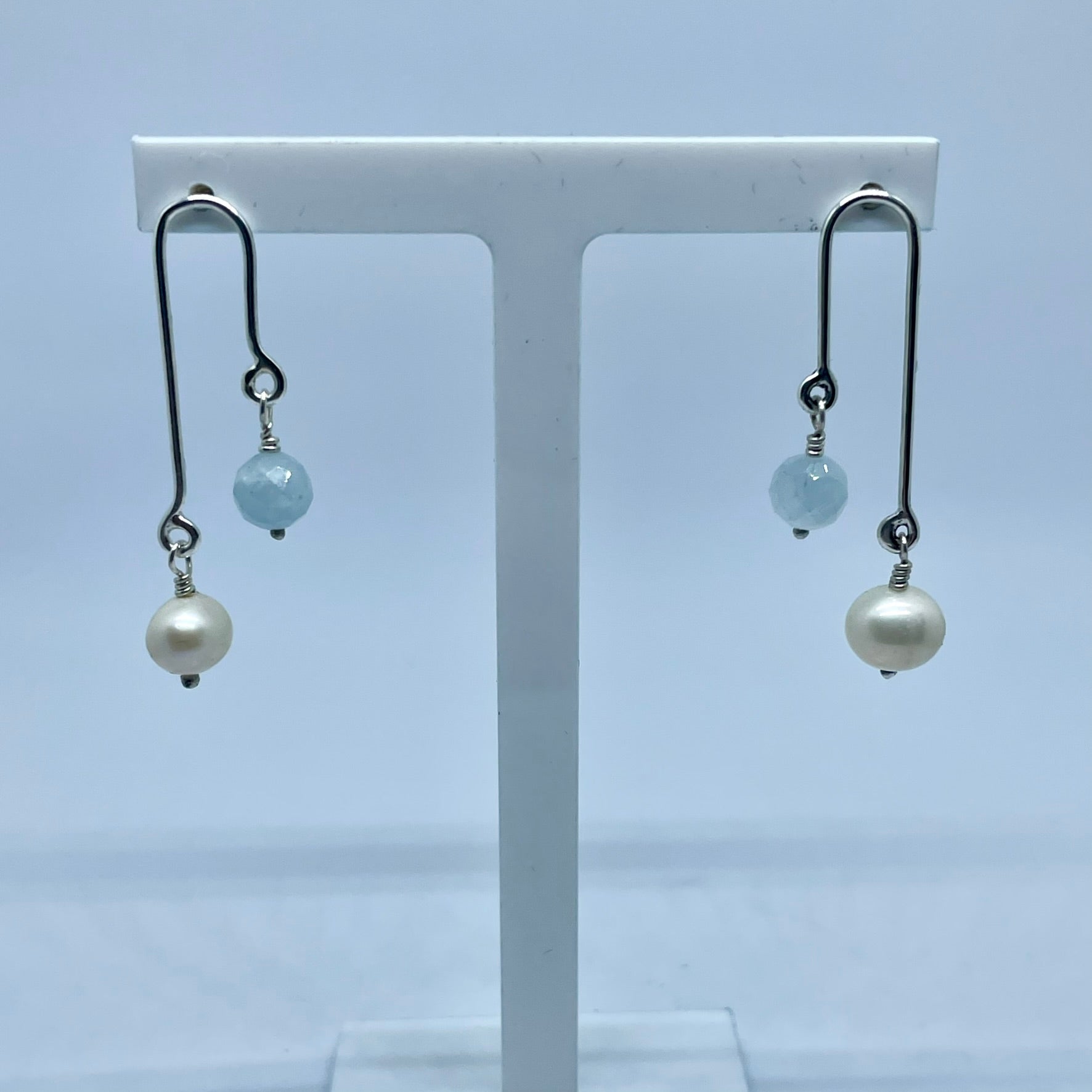 Aquamarine and Freshwater Pearl Earrings image 5