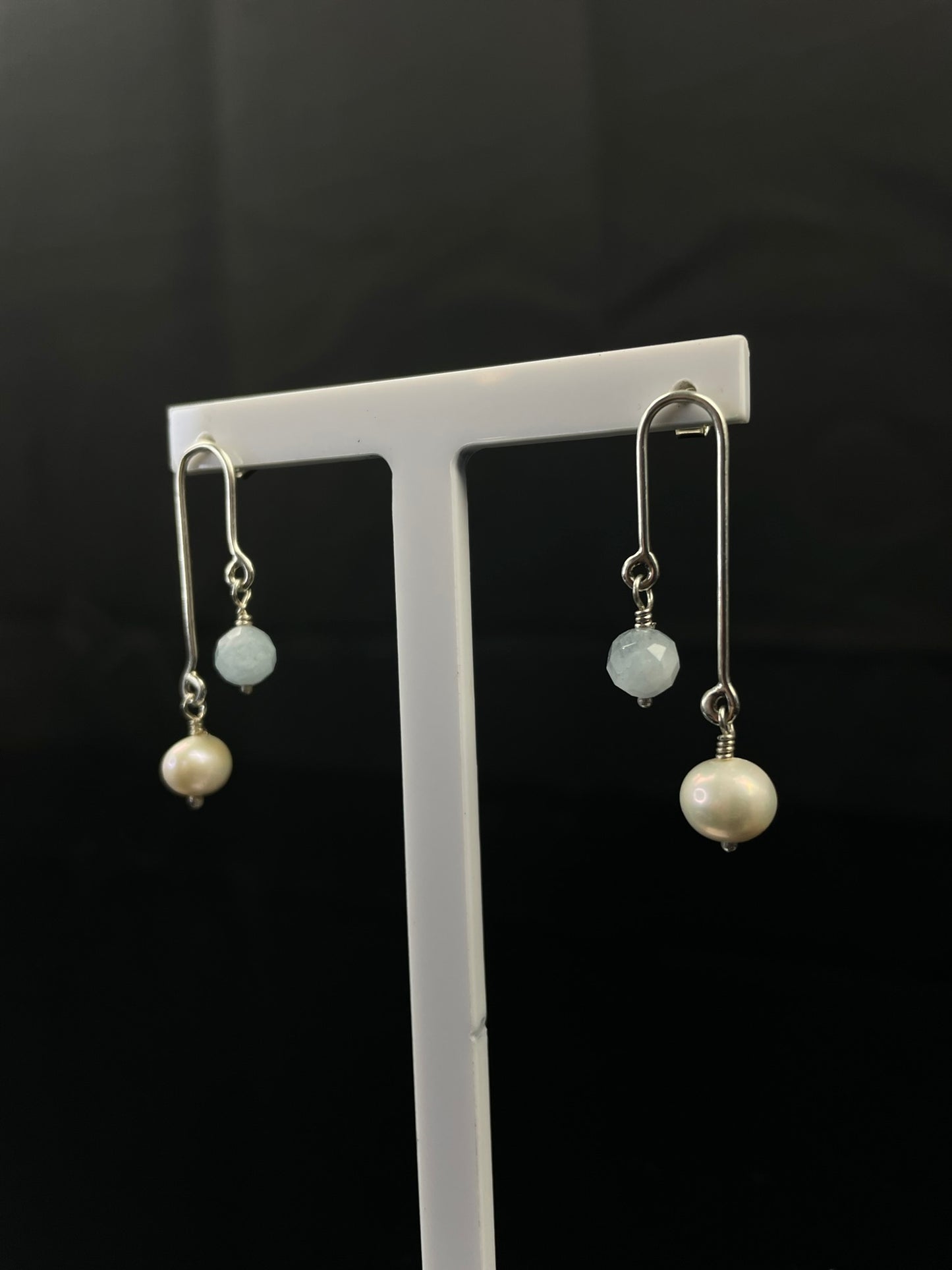 Aquamarine and Freshwater Pearl Earrings image 2
