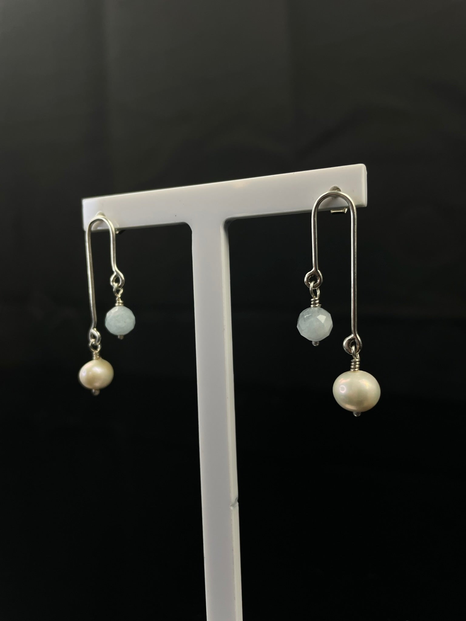 Aquamarine and Freshwater Pearl Earrings image 2
